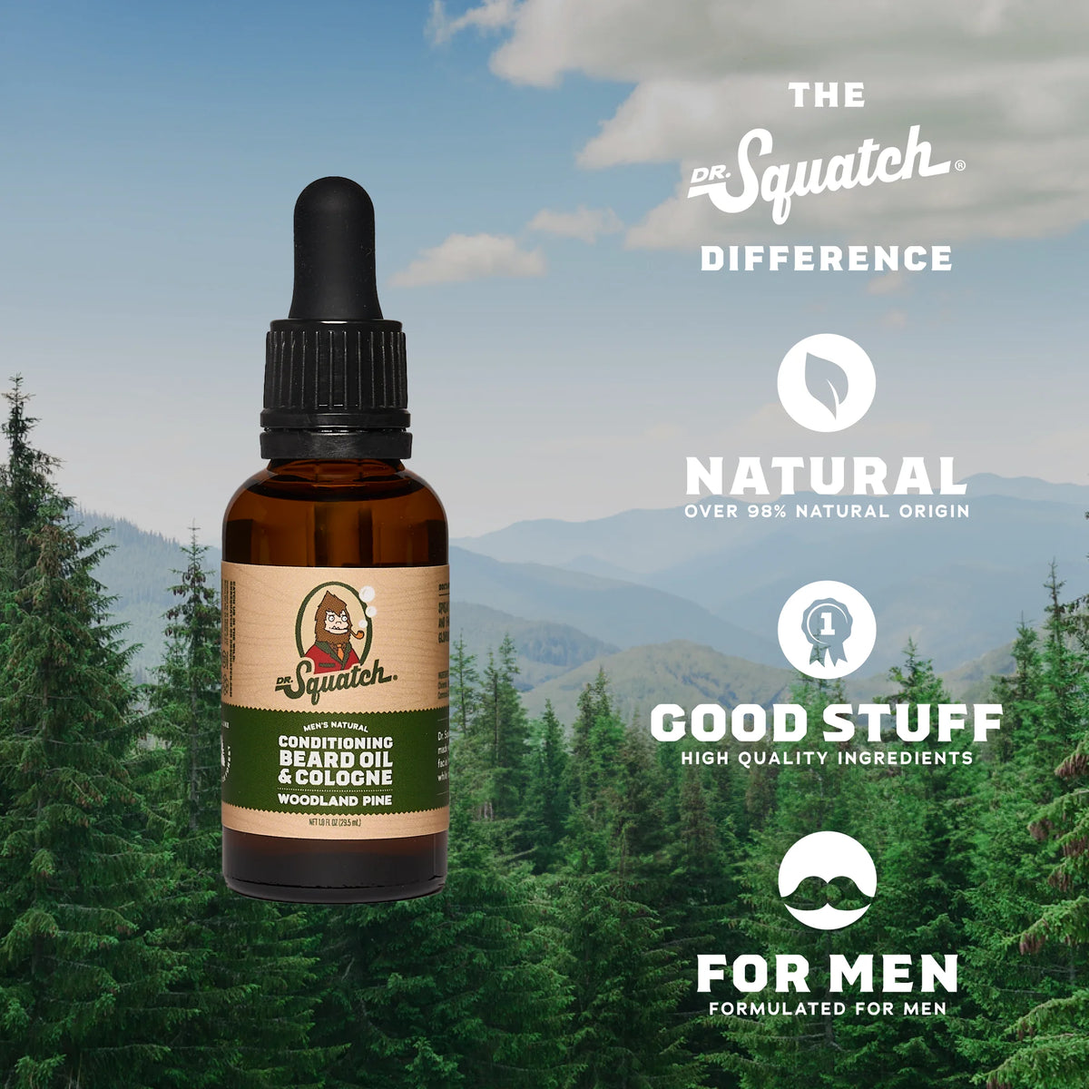 Woodland Pine Natural Conditioning Beard Oil & Cologne for Men, 1 Fl Oz