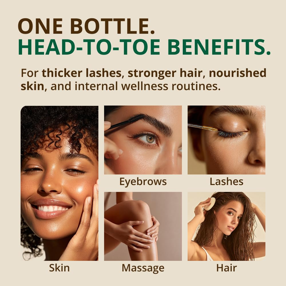 Castor Oil (16Oz Glass Bottle) USDA Certified Organic, 100% Pure, Cold Pressed, Hexane Free. Boost Hair Growth for Thicker, Fuller Hair, Lashes & Eyebrows.