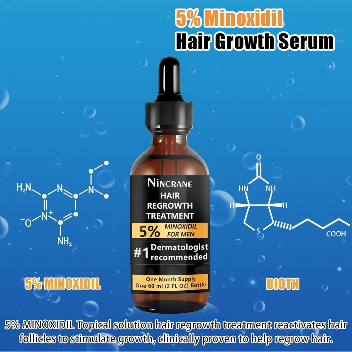 Kit De Crecimiento De Barba Y Crecimiento Del Cabello De Minoxidil Al 5%