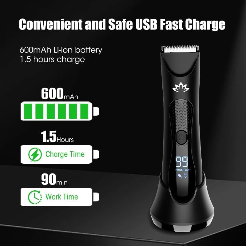 Manscape Body & Pubic Hair Trimmer for Men, Groin & Ball Trimmer Men, Bikini Trimmer Women, Body Groomer Ball Shaver for Smooth Wet/Dry Shaving, Led Light