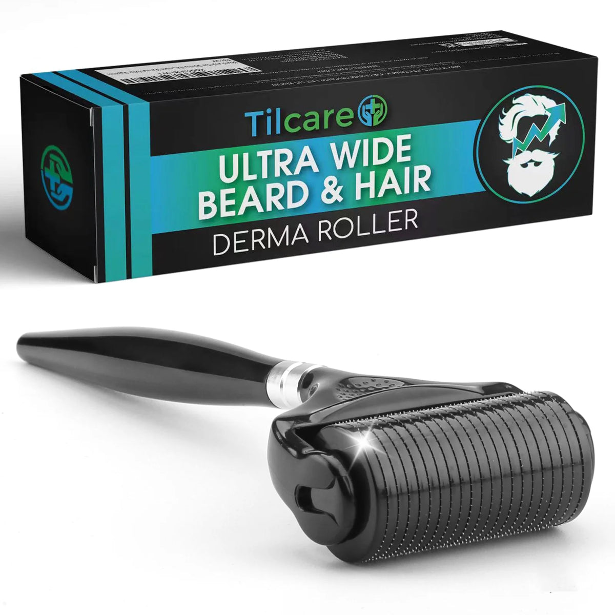 Beard and Hair Ultra Wide Derma Roller (1Pack) by  - Sterile 1200 Grade a Titanium Microneedles Titanium Derma Roller 0.25Mm