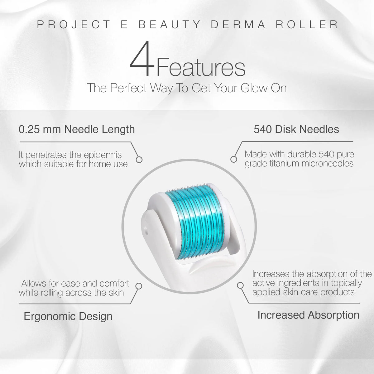 the Derma Roller | 540 Titanium Microneedle Facial Tool | for Smoother Skin