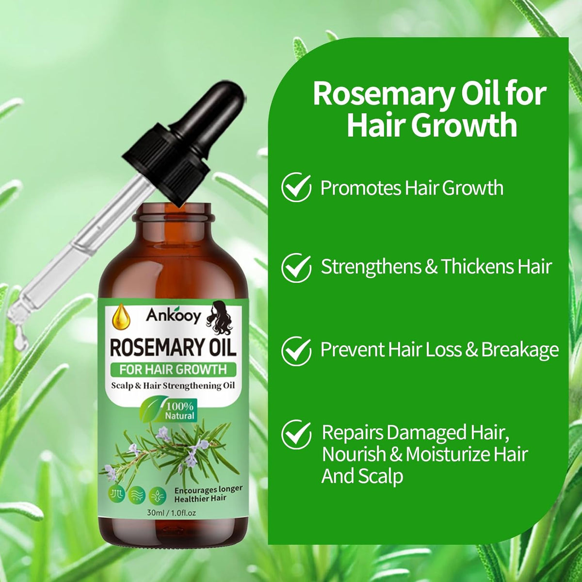 3 Pack Rosemary Oil for Hair Growth,Rosemary Hair Growth Oil,Hair Strengthening Serum for Dry Damaged Hair,Hair Loss Treatment & Thickens Hair,Scalp Care Promotes Hair Thickness for Men Women