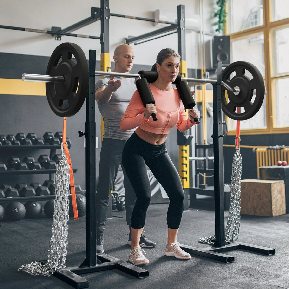 Safety Squat Bar Fitness Squat Bar Attachment 700LB Weight Lifting