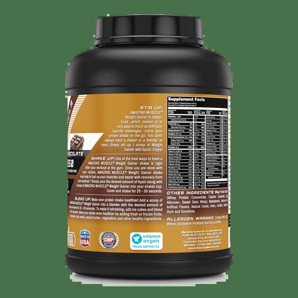 Whey Protein Gainer Chocolate Flavor 6 Lbs Supplement | Non-Gmo | Gluten Free | Made in USA