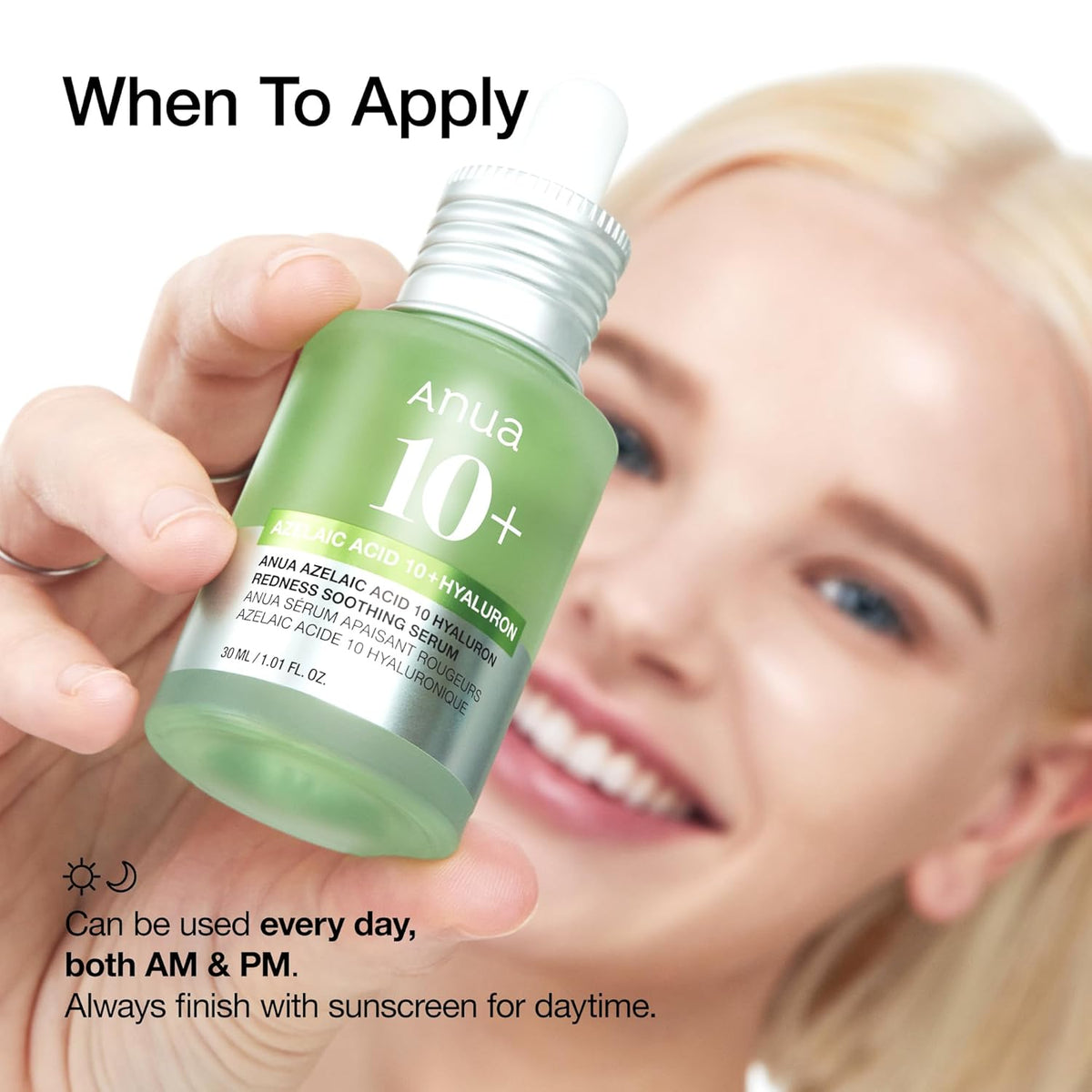 Azelaic Acid 10 Hyaluron Redness Soothing Serum, Facial Serum for Sensitive Skin, Hyaluronic Acid, Niacinamide, Spot Care, Natural Color, Vegan, Korean Skincare (30Ml/ 1.01 Fl Oz.)
