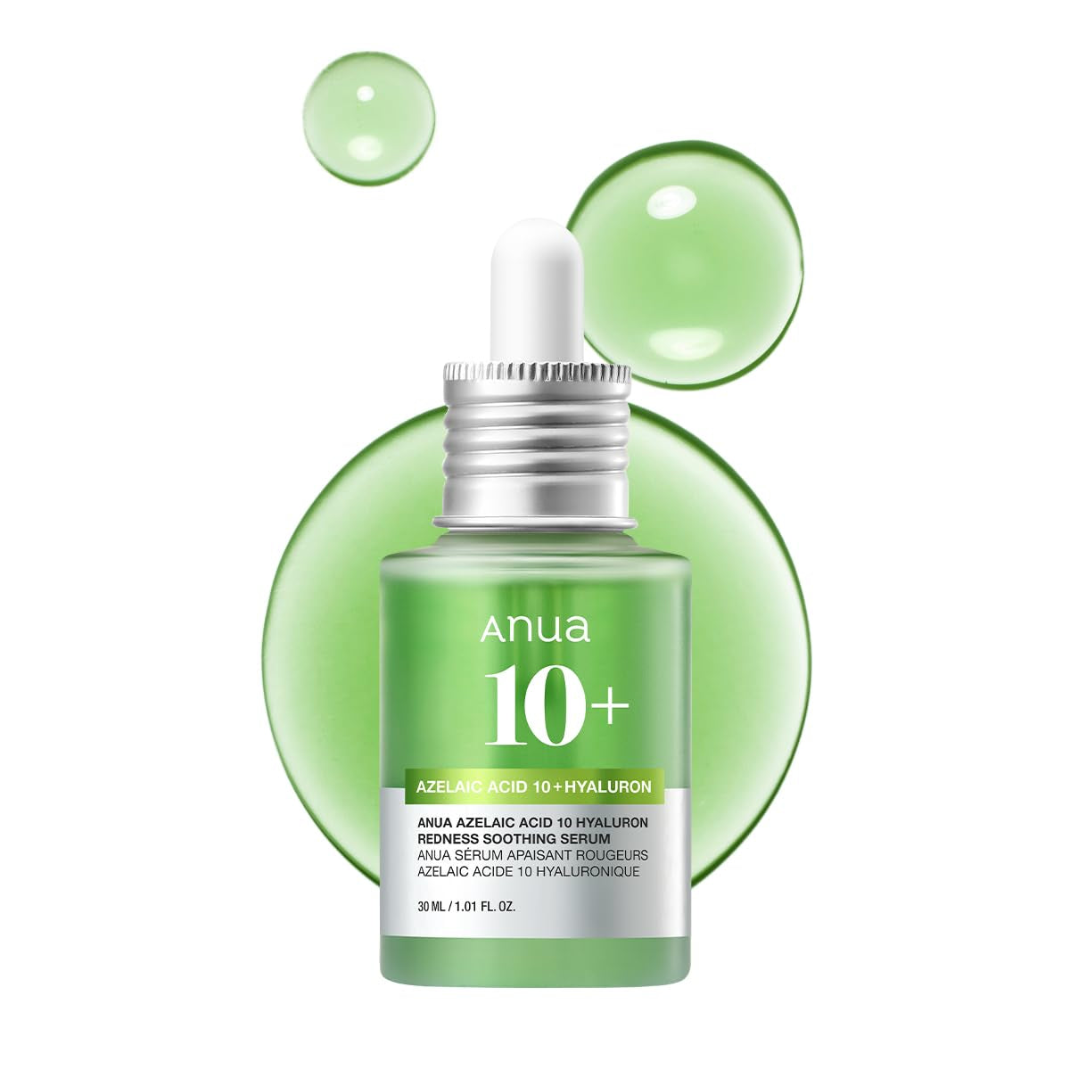 Azelaic Acid 10 Hyaluron Redness Soothing Serum, Facial Serum for Sensitive Skin, Hyaluronic Acid, Niacinamide, Spot Care, Natural Color, Vegan, Korean Skincare (30Ml/ 1.01 Fl Oz.)