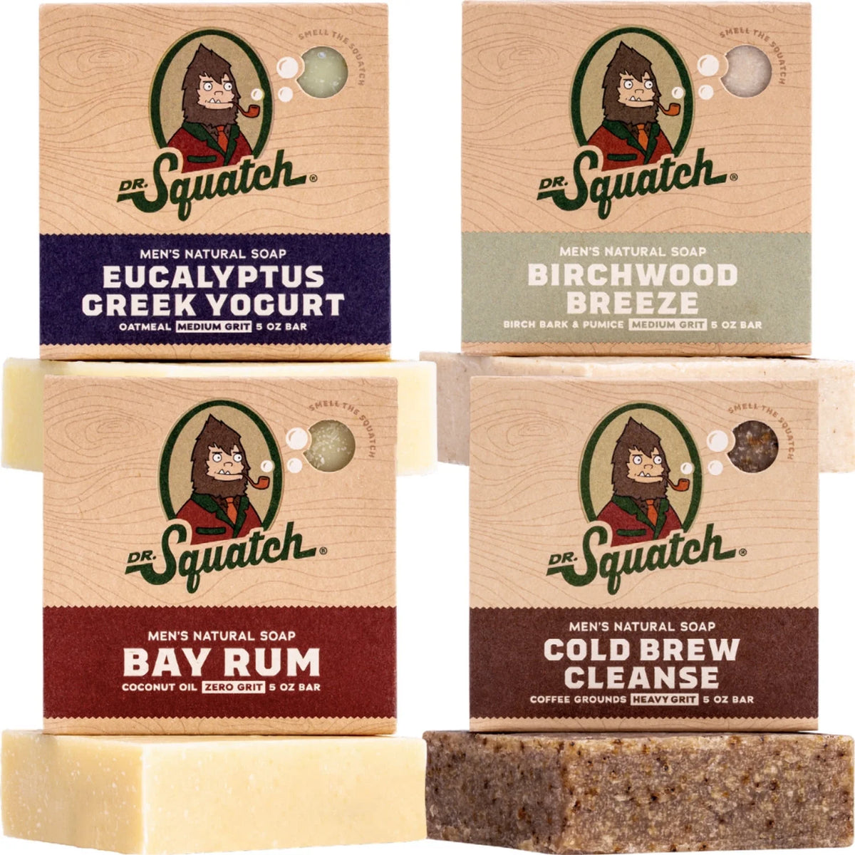 Men'S Soap Variety 4 Pack - Men'S Natural Bar Soap - Cold Brew Cleanse, Birchwood Breeze, Bay Rum, Eucalyptus Greek Yogurt