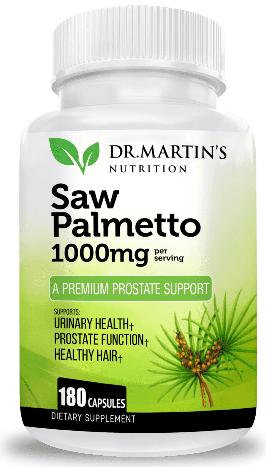 USA Grown 1000Mg Saw Palmetto Prostate Supplement for Men & Women 180 Capsules | Saw Palmetto for Women Hair Growth | Help Maintain Normal Urination Frequency & Natural DHT Blocker