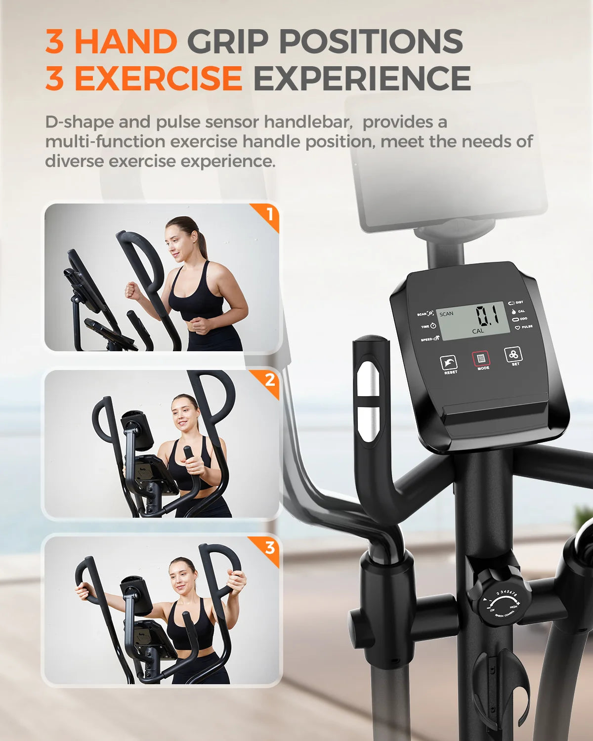 Build-In Bluetooth Silent Magnetic Elliptical Exercise Bike for Home Elliptical Training Machines 450Lbs Nearlly Fully Assembled with 17 Stride Length