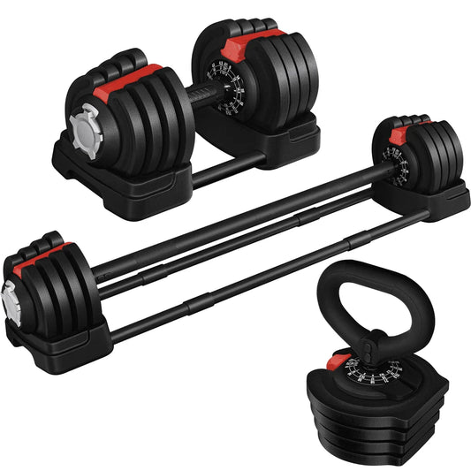 40Lbs Adjustable Dumbbell Weight Set with Anti-Slip Handle, Black
