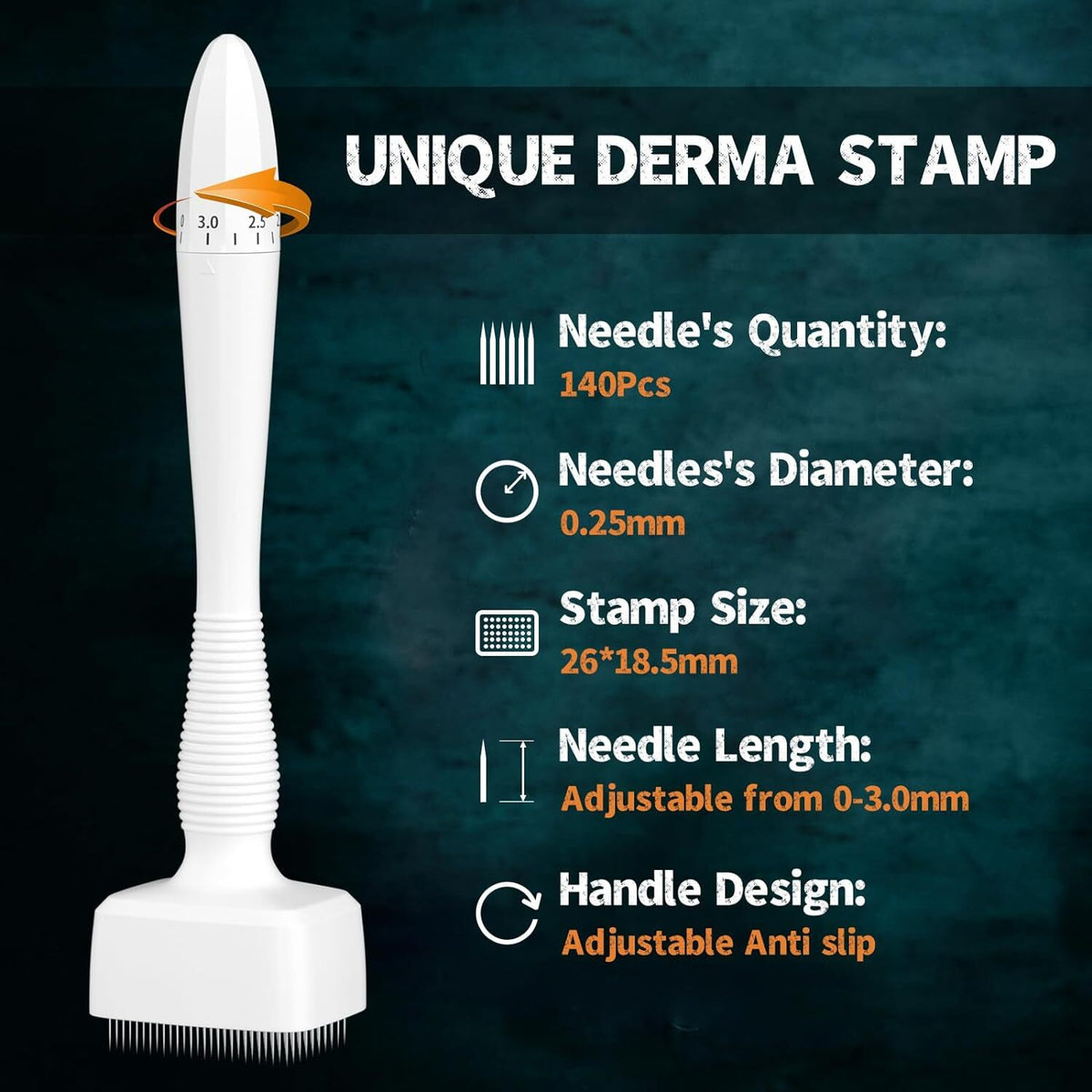 Derma Stamp for Women and Men Home Use, Derma Roller with 140A Needles