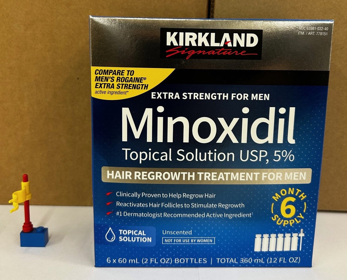 KIRKLAND Minoxidil 5% Extra Strength Men Hair Regrowth Solution, 6 Month Supply