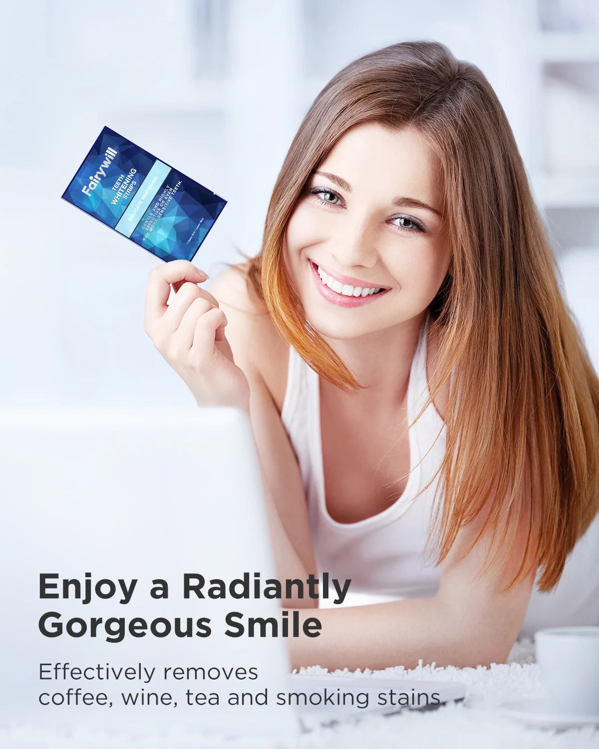 Portable Teeth Whitening Kit, 28 Strips for Sensitive Teeth Non-Slip Whiter Gentle and Safe, Available 14 Delicate Whiten Treatments Removes Stains
