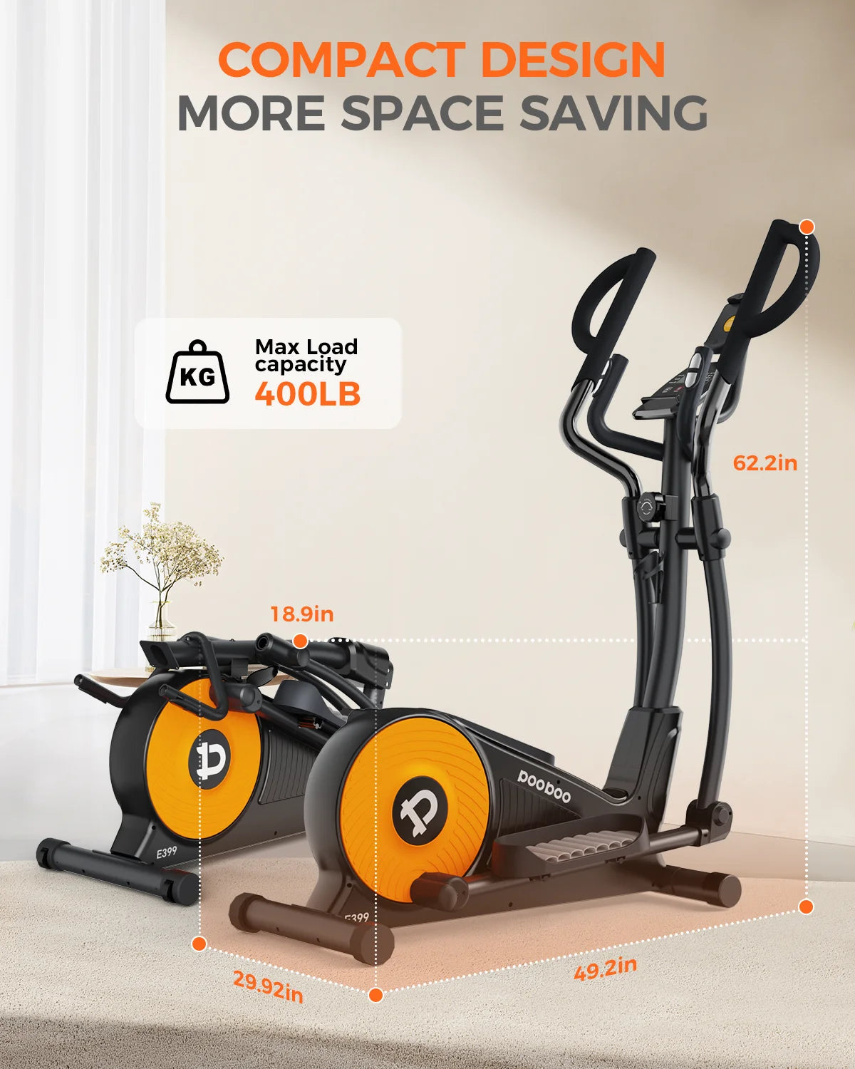 Build-In Bluetooth Silent Magnetic Elliptical Exercise Bike for Home Elliptical Training Machines 450Lbs Nearlly Fully Assembled with 17 Stride Length