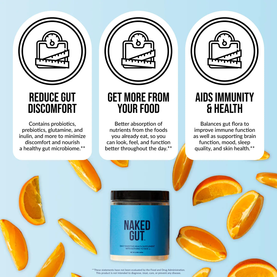 Naked Gut - Daily Gut Health Supplement - Natural Gut Health Powder for Gut Cleanse, Digestive Support, Gmo-Free, Soy-Free, Certified Gluten-Free, Vegan and Hypoallergenic, 40 Servings