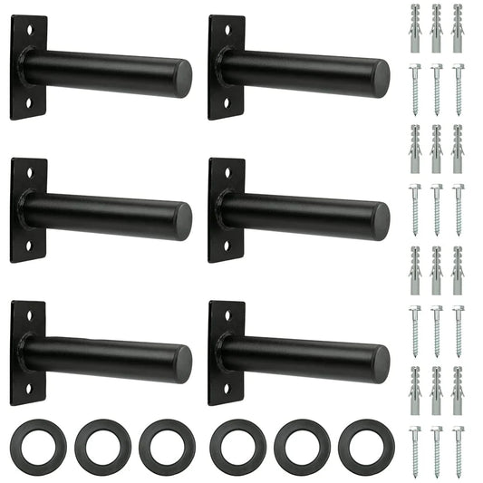 6PCS Olympic Plate Wall Rack – Heavy-Duty 2-Inch Weight Plate Storage, 300Lb Capacity for Home and Commercial Gyms