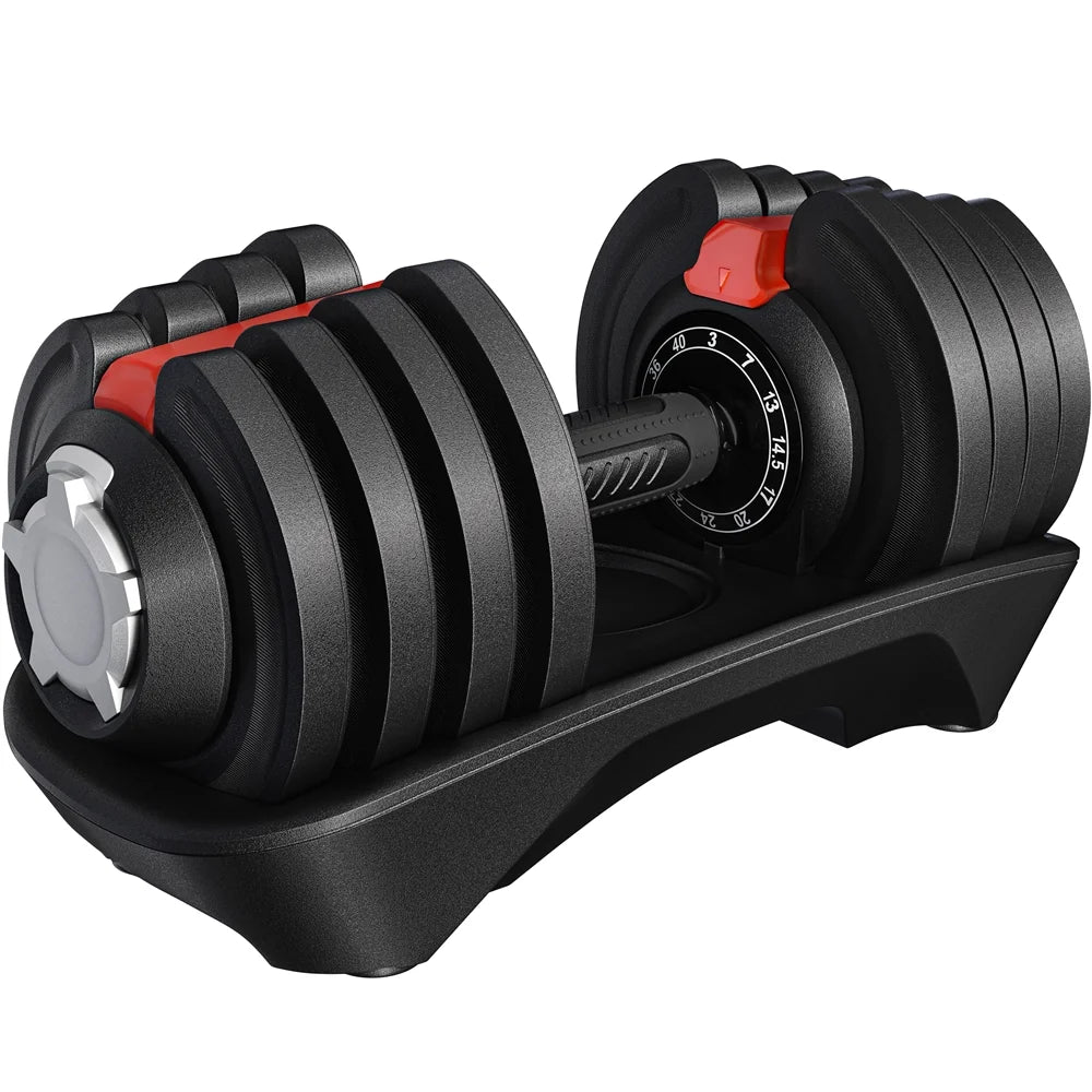 12-In-1 Quick-Adjust Dumbbell Weights, Black, 3-40 Lb