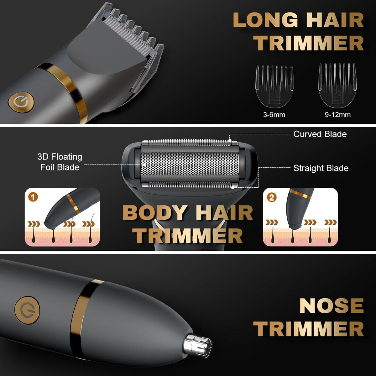 Ball Shaver for Men, 3-In-1 Multifunction Body Hair Trimmer & Pubic Shaver with Titanium Blades (No Nicks!), IPX7 Waterproof Electric Razor, LED Display, Wet/Dry