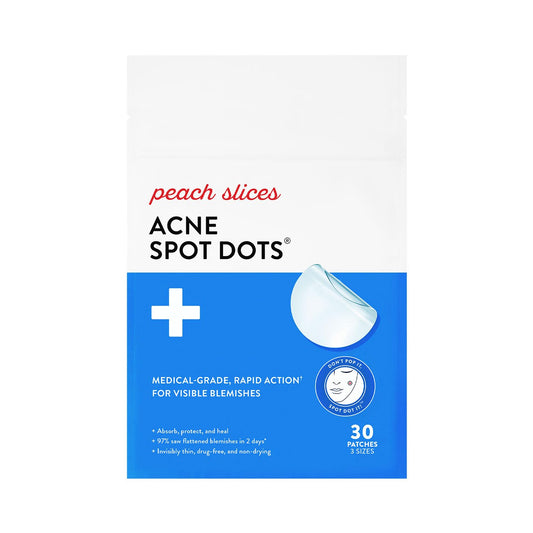 | Acne Spot Dots | Hydrocolloid Acne Patches | for Zits, Blemishes, & Breakouts | Vegan | Cruelty-Free | Pimple Patches | Facial Skin Care Products | 3 Sizes (7Mm, 10Mm, & 12Mm) | 30 Ct
