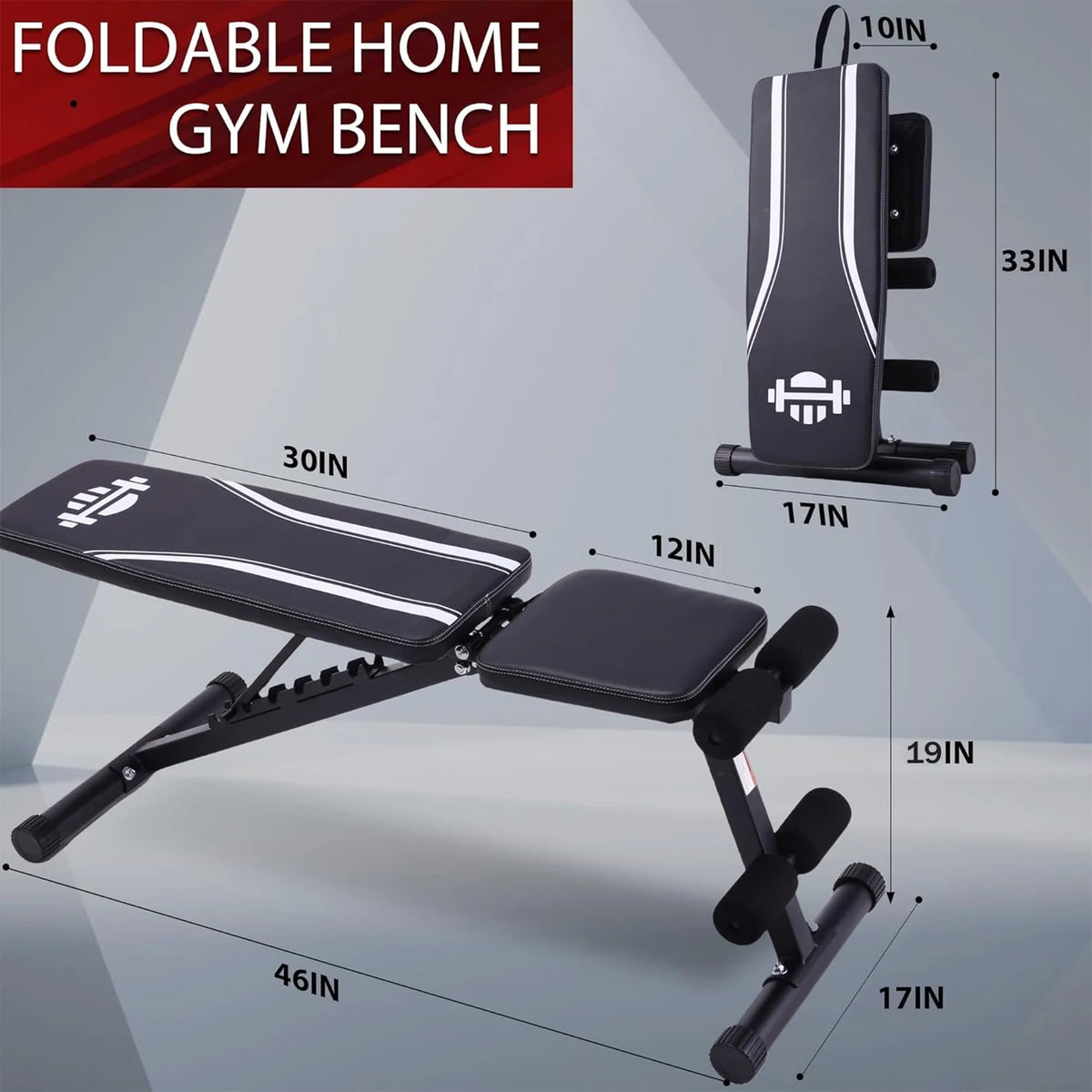 660LBS Foldable Weight Bench for Home Gym, Workout Bench Press with Fast 8 Adjustable Backrests, Incline/Flat/Decline Olympic Bench for Full Body Strength Training