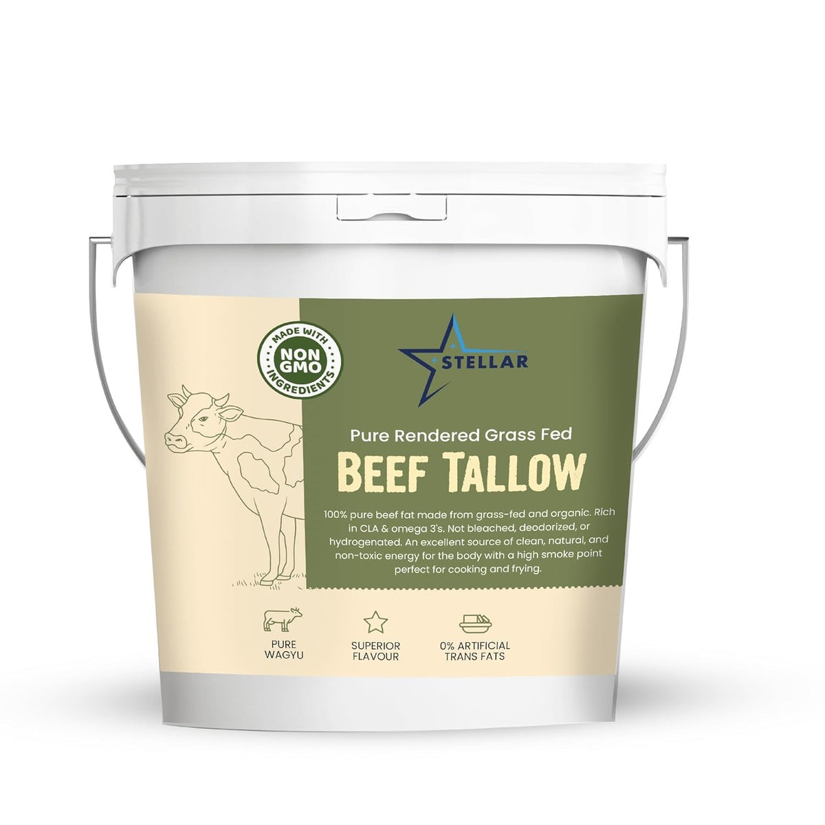 Beef Tallow - 100% Grass-Fed & Finished - Good for Cooking, Baking ~ 5 Pounds